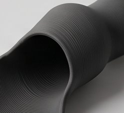 Jardinera Malpaís en negro mate, de forma tubular curvada
